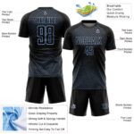 Custom Black Light Blue Geometric Lines Sublimation Soccer Uniform Jersey - Image 5