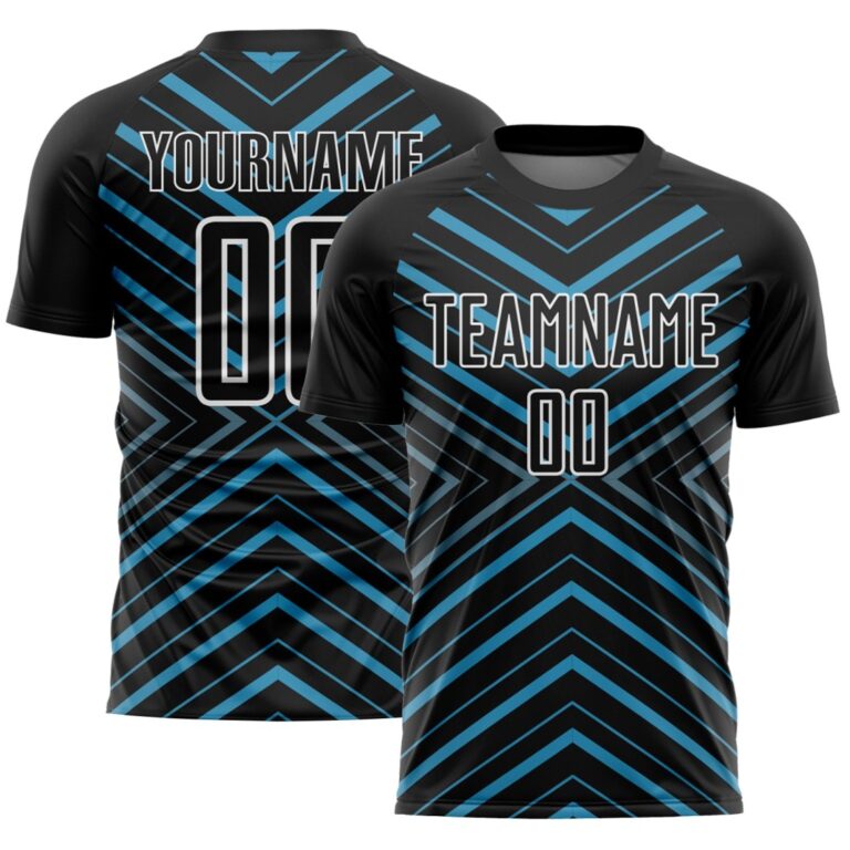 Custom Black Panther Blue-White Stripes Sublimation Soccer Uniform Jersey - Image 1