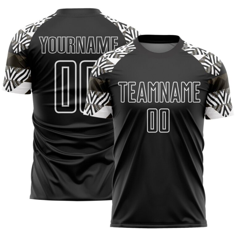 Custom Black White Zebra And Geometric Pattern Sublimation Soccer Uniform Jersey - Image 1