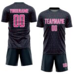 Custom Navy Pink-White Geometric Pattern Sublimation Soccer Uniform Jersey - Image 2