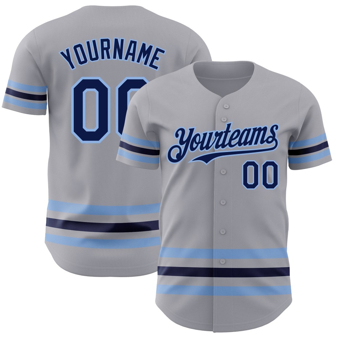 Custom-Gray-Navy-Light-Blue-Line-Authentic-Baseball-Jersey.jpg Custom Gray Navy-Light Blue Line Authentic Baseball Jersey - Image 1