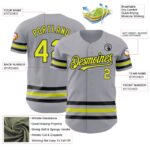 Custom Gray Neon Yellow-Black Line Authentic Baseball Jersey - Image 5