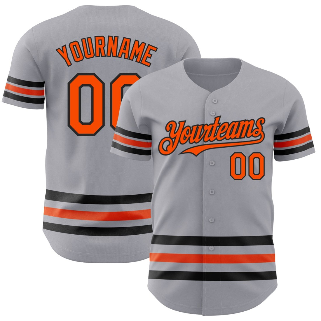 Custom-Gray-Orange-Black-Line-Authentic-Baseball-Jersey-1.jpg Custom Gray Orange-Black Line Authentic Baseball Jersey - Image 1