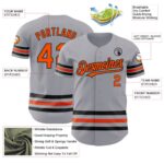 Custom Gray Orange-Black Line Authentic Baseball Jersey - Image 5
