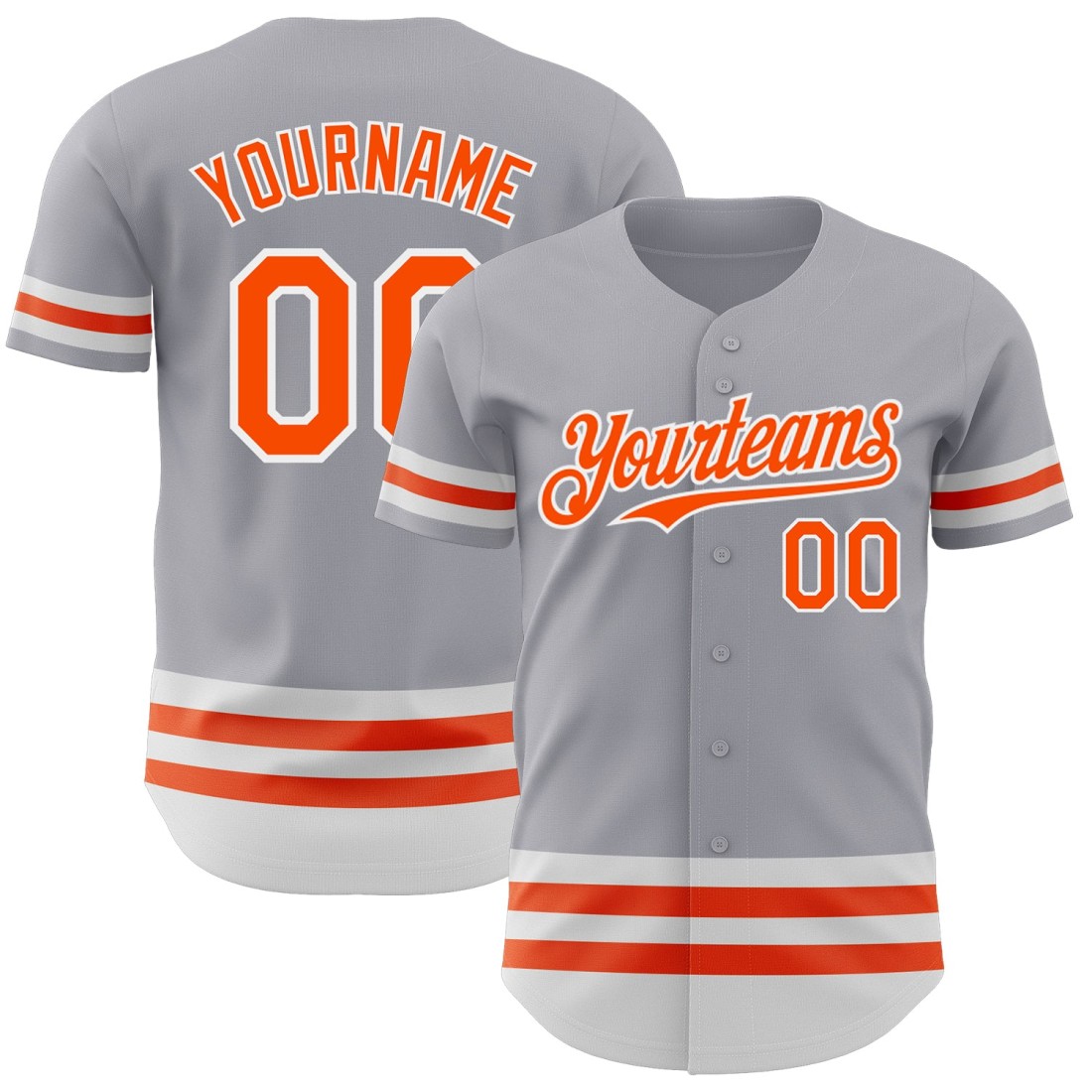 Custom-Gray-Orange-White-Line-Authentic-Baseball-Jersey.jpg Custom Gray Orange-White Line Authentic Baseball Jersey - Image 1