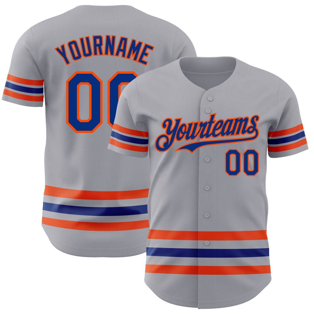Custom-Gray-Royal-Orange-Line-Authentic-Baseball-Jersey-2.jpg Custom Gray Royal-Orange Line Authentic Baseball Jersey - Image 1
