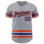 Custom Gray Royal-Orange Line Authentic Baseball Jersey - Image 2