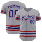 Custom Gray Royal-Red Line Authentic Baseball Jersey