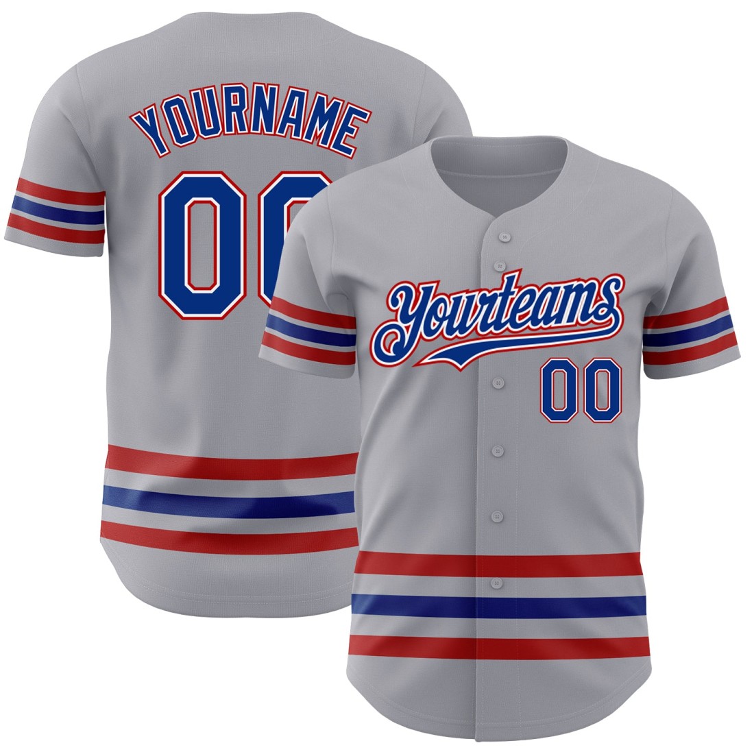 Custom-Gray-Royal-Red-Line-Authentic-Baseball-Jersey.jpg Custom Gray Royal-Red Line Authentic Baseball Jersey - Image 1