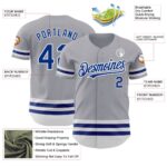 Custom Gray Royal-White Line Authentic Baseball Jersey - Image 5