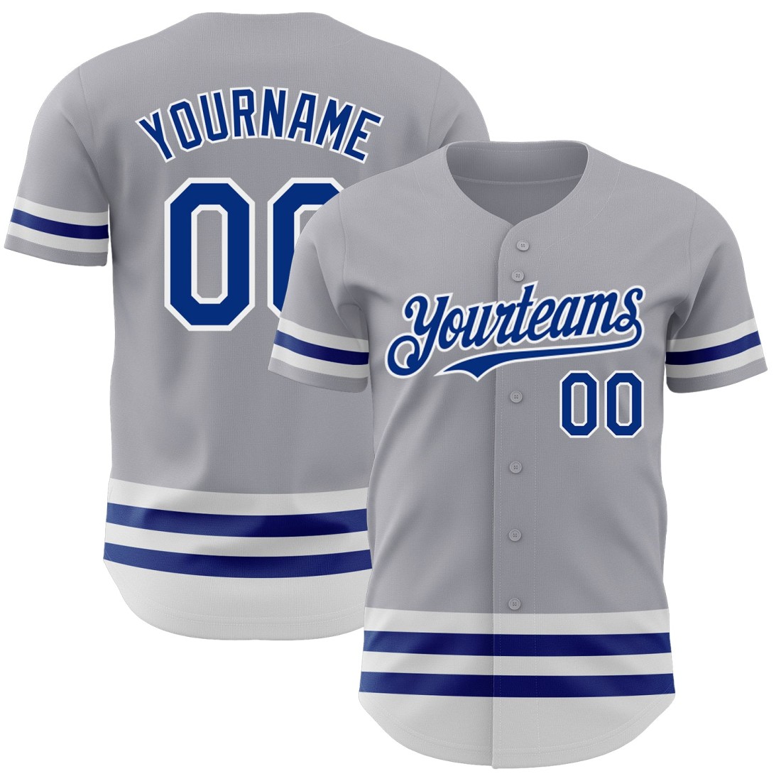 Custom-Gray-Royal-White-Line-Authentic-Baseball-Jersey.jpg Custom Gray Royal-White Line Authentic Baseball Jersey - Image 1