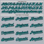Custom Gray Teal-Black Line Authentic Baseball Jersey - Image 4