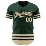 Custom Green Cream-Black Line Authentic Baseball Jersey - Image 2