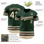 Custom Green Cream-Black Line Authentic Baseball Jersey - Image 5