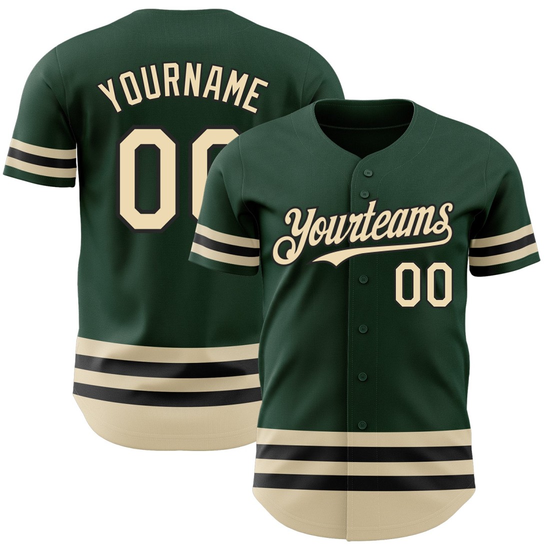 Custom-Green-Cream-Black-Line-Authentic-Baseball-Jersey.jpg Custom Green Cream-Black Line Authentic Baseball Jersey - Image 1