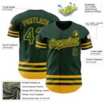 Custom Green Gold Line Authentic Baseball Jersey - Image 5