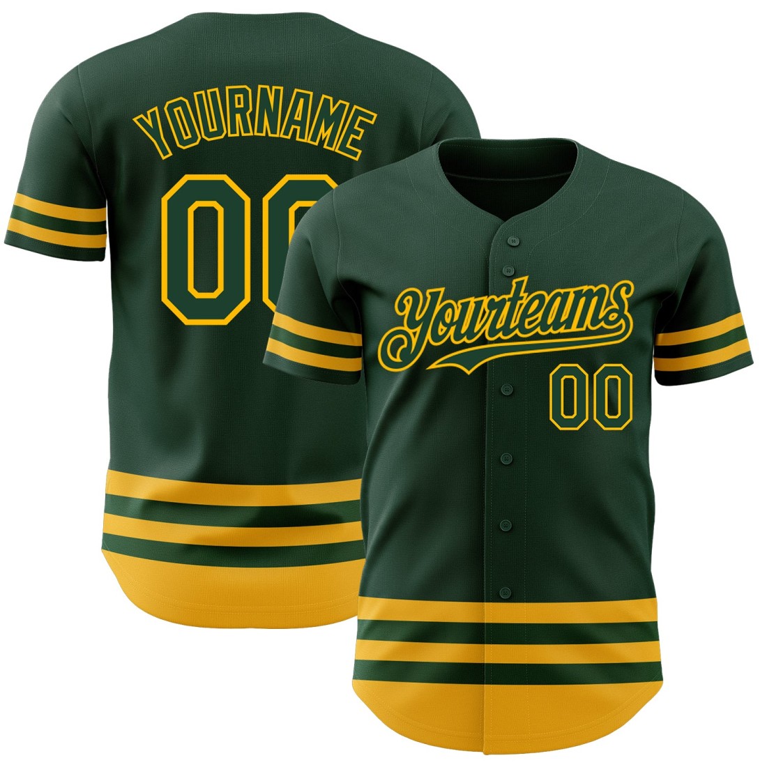 Custom-Green-Gold-Line-Authentic-Baseball-Jersey.jpg Custom Green Gold Line Authentic Baseball Jersey - Image 1