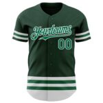 Custom Green Kelly Green-White Line Authentic Baseball Jersey - Image 2