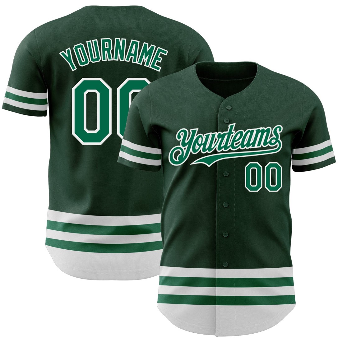 Custom-Green-Kelly-Green-White-Line-Authentic-Baseball-Jersey.jpg Custom Green Kelly Green-White Line Authentic Baseball Jersey - Image 1