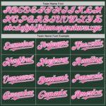 Custom Green Pink-White Line Authentic Baseball Jersey - Image 4