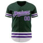 Custom Green Purple-White Line Authentic Baseball Jersey - Image 2