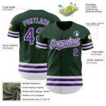 Custom Green Purple-White Line Authentic Baseball Jersey - Image 4