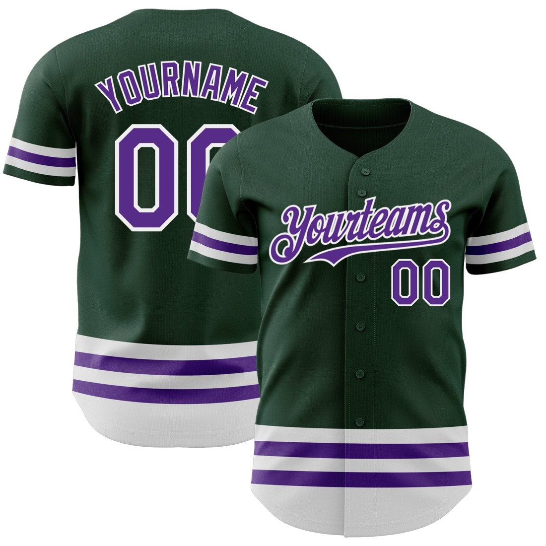 Custom-Green-Purple-White-Line-Authentic-Baseball-Jersey.jpg Custom Green Purple-White Line Authentic Baseball Jersey - Image 1