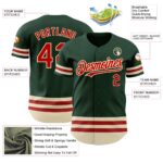 Custom Green Red-Cream Line Authentic Baseball Jersey - Image 5