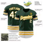 Custom Green White-Gold Line Authentic Baseball Jersey - Image 5