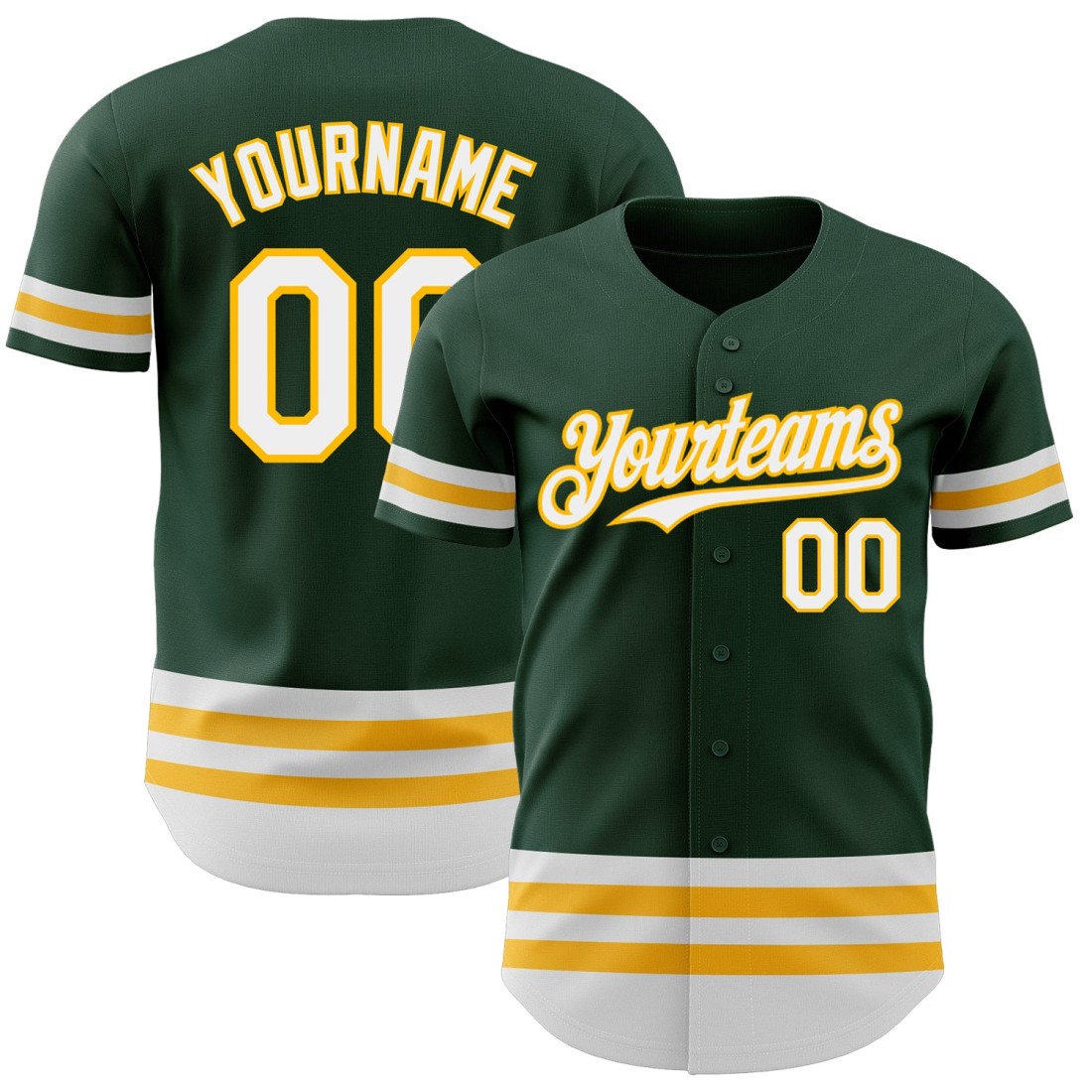 Custom-Green-White-Gold-Line-Authentic-Baseball-Jersey.jpg Custom Green White-Gold Line Authentic Baseball Jersey - Image 1