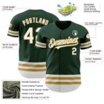Custom Green White-Old Gold Line Authentic Baseball Jersey - Image 5