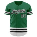 Custom Kelly Green Black-White Line Authentic Baseball Jersey - Image 2
