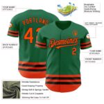 Custom Kelly Green Orange-Black Line Authentic Baseball Jersey - Image 5