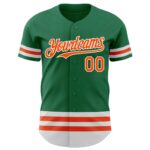 Custom Kelly Green Orange-White Line Authentic Baseball Jersey - Image 2