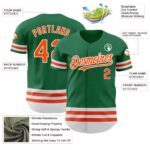 Custom Kelly Green Orange-White Line Authentic Baseball Jersey - Image 5