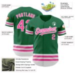 Custom Kelly Green Pink-White Line Authentic Baseball Jersey - Image 4