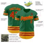 Custom Kelly Green Red-Gold Line Authentic Baseball Jersey - Image 5