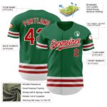 Custom Kelly Green Red-White Line Authentic Baseball Jersey - Image 4