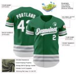 Custom Kelly Green White-Gray Line Authentic Baseball Jersey - Image 5