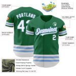 Custom Kelly Green White-Light Blue Line Authentic Baseball Jersey - Image 5