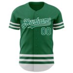 Custom Kelly Green White Line Authentic Baseball Jersey - Image 2