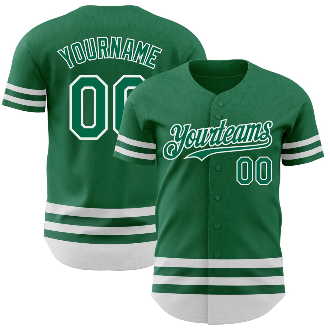 Custom-Kelly-Green-White-Line-Authentic-Baseball-Jersey.jpg Custom Kelly Green White Line Authentic Baseball Jersey - Image 1