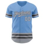 Custom Light Blue Gray-Steel Gray Line Authentic Baseball Jersey - Image 2