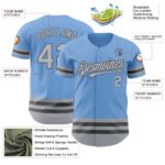 Custom Light Blue Gray-Steel Gray Line Authentic Baseball Jersey - Image 5