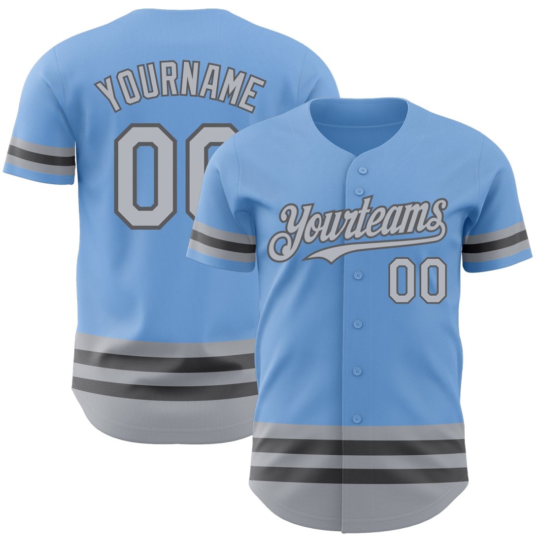 Custom-Light-Blue-Gray-Steel-Gray-Line-Authentic-Baseball-Jersey.jpg Custom Light Blue Gray-Steel Gray Line Authentic Baseball Jersey - Image 1
