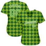 Day Patricks St. Design Custom Authentic Baseball Jersey Green-White - Image 2