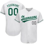 Green-Gray St. White Baseball Jersey Kelly Authentic Day Custom