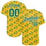 Pattern 3D Gold Green-White St. Jersey Baseball Kelly Custom Day Design