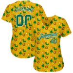 Pattern 3D Gold Green-White St. Jersey Baseball Kelly Custom Day Design - Image 2